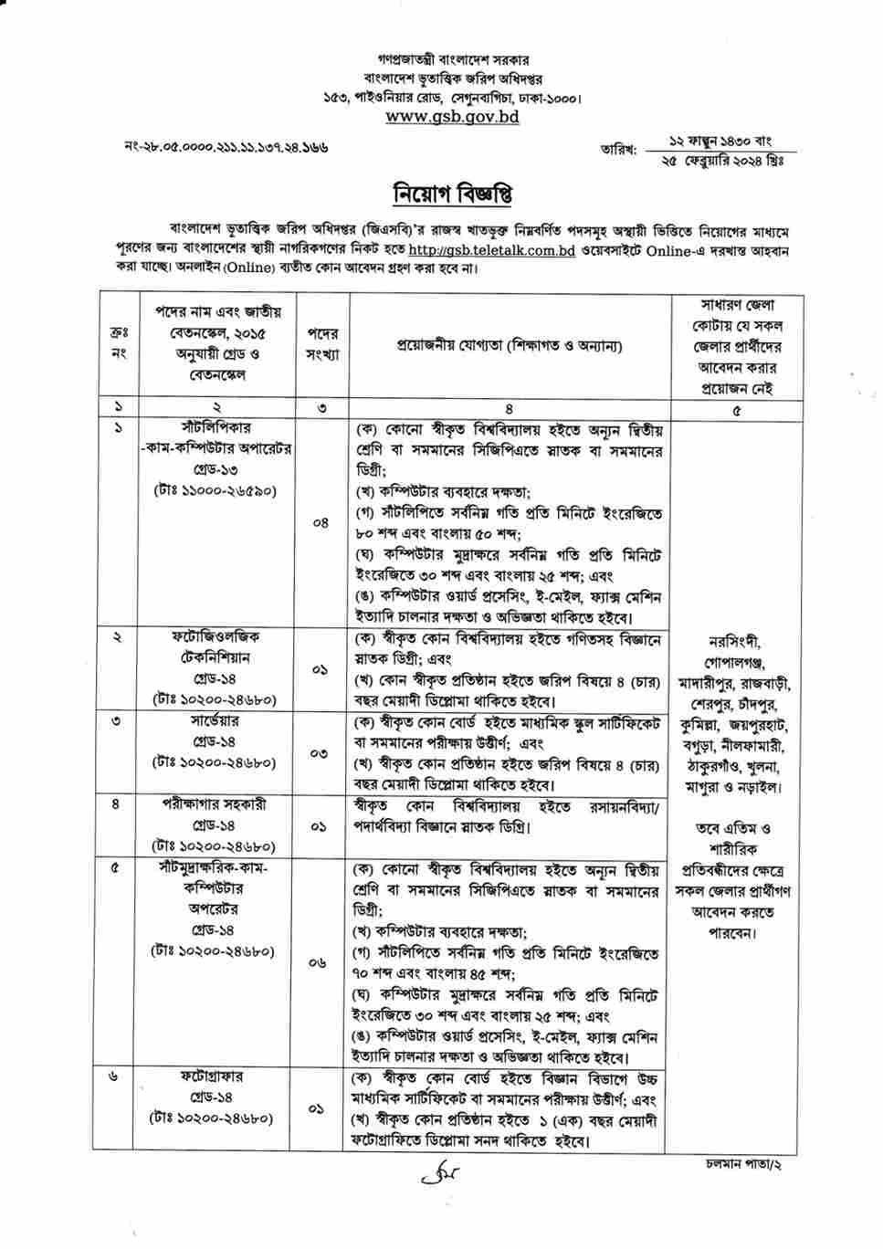 Geological Survey of Bangladesh (GSB) job circular GSB 39.jpg